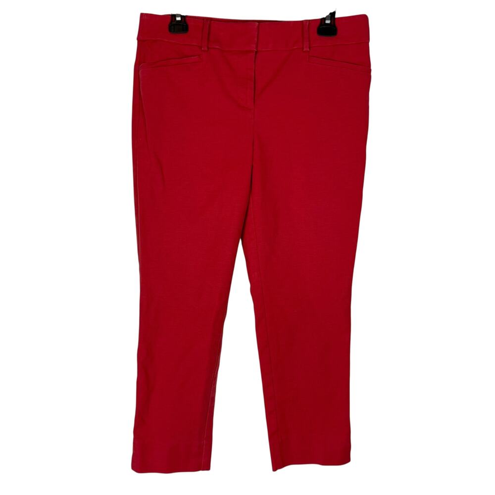 Loft Marisa Riviera Pants Womens 8 Red Cotton Stretch High-Rise Straight Leg